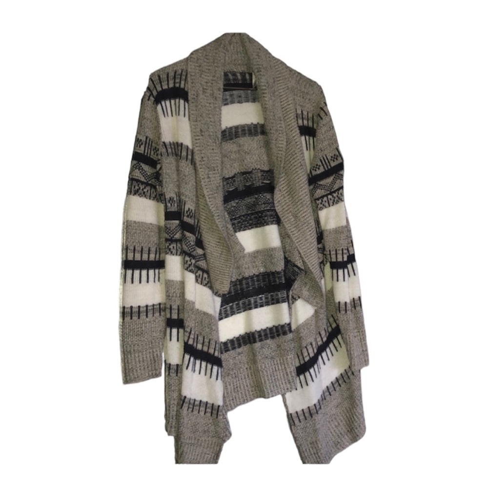 Charlotte Russe CARDIGAN. Light-weight. Gray, black, & white. (M)